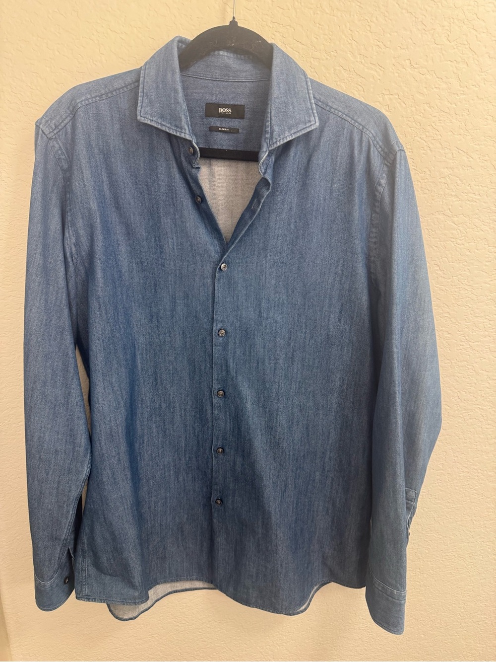 BOSS Light Blue Denim Button-Down Shirt